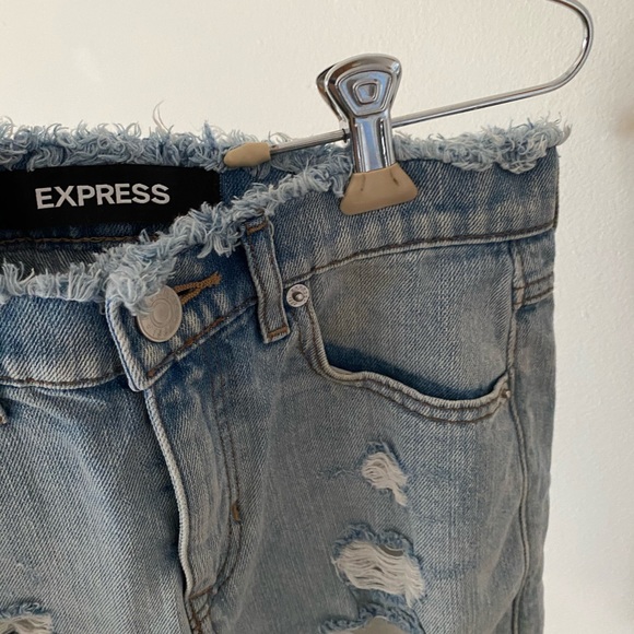 Express Distressed Denim Mini Skirt - Picture 2 of 11